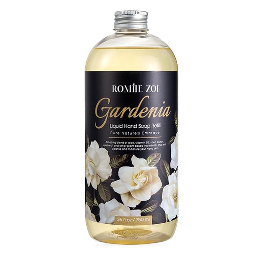 ROMIIE ZOI Liquid Hand Soap Refills, Gardenia, Gentle & Moisturizing Formula, 750 ML/ 26 FL.OZ