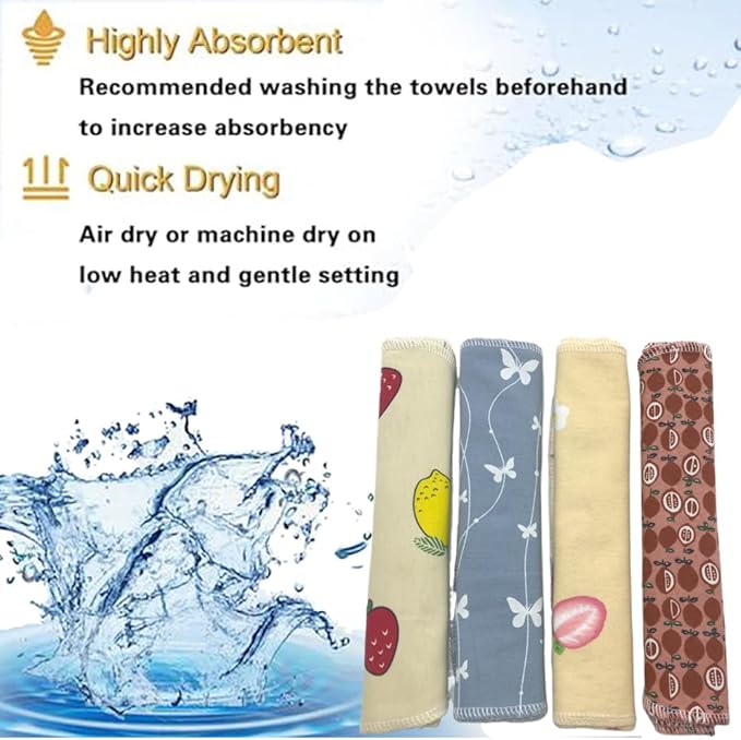 Reusable Paper Towel Rolls 20 Pack,Washable Napkin Cloth Value Set of 4 Colors 20 Pack of Paperless Towel-100% Cotton, Super Soft, Absorbent Made to Last (Strawberries)