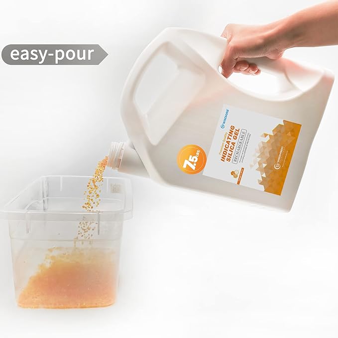 [45 LBS] Orange Premium Indicating Silica Gel Beads (Industry Standard 3-5 mm) - Reusable Desiccant Beads Silica Gel Dehumidifier