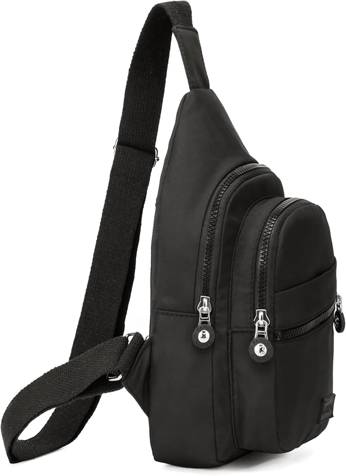 Small Sling Backpack Crossbody Sling Bag for Women, Chest Bag Daypack Fanny Pack Cross Body Bag for Outdoors Hiking Traveling - Black