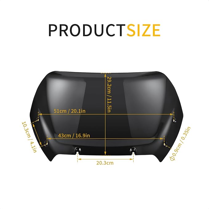 11.5" Wave Windshield Windscreen Wind Splitter Compatible for Harley CVO Road Glide FLTRXSE, CVO Road Glide ST FLTRXSTSE, Road Glide FLTRX 2024 for CVO Road Glide FLTRXSE 2023 (Black)