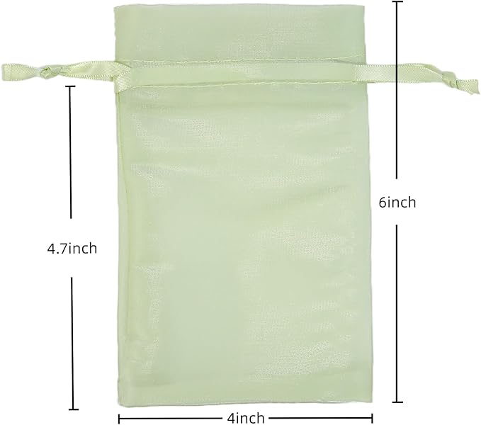 20 Pcs Light Green Small Organza Bags 4X6 inch for Wedding Favors with Drawstring, Mini Mesh Gift Bags Jewelry Pouch for Candy Bridal Shower Party Favor Baby Shower Christmas