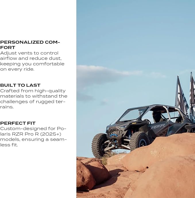 Front Windshield for Polaris Pro R (2025+) Shatter Resistant with Built-in UTV Windshield Vents, Easy Install Back Window, SXS Accessories for Rugged Terrain