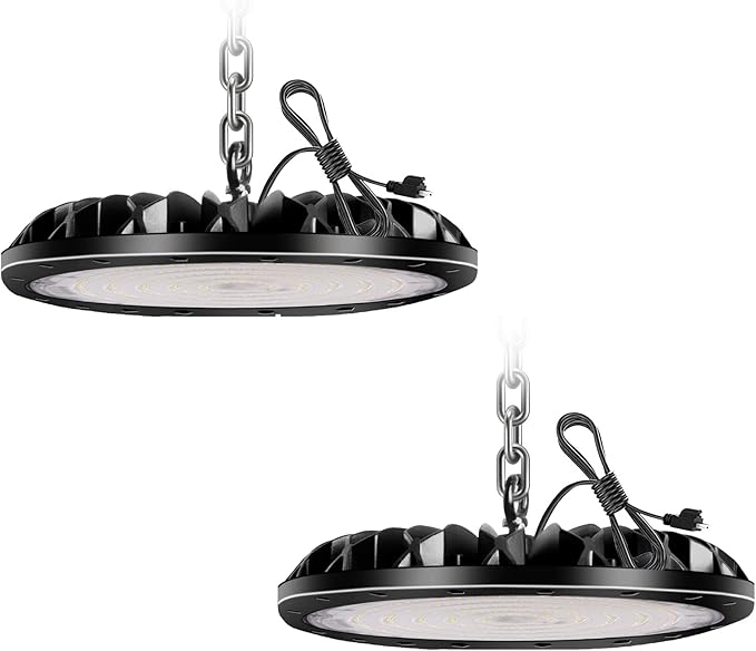 2 Pack 200W 20000LM UFO LED High Bay Light, Non-Dim High Bay LED Shop Light, 6000K Commercial Lights, IP65 Waterproof Industrial Bay Lighting for Shop/Garage/Warehouse/Workshop/Factory/Barn