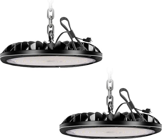 2 Pack 200W 20000LM UFO LED High Bay Light, Non-Dim High Bay LED Shop Light, 6000K Commercial Lights, IP65 Waterproof Industrial Bay Lighting for Shop/Garage/Warehouse/Workshop/Factory/Barn