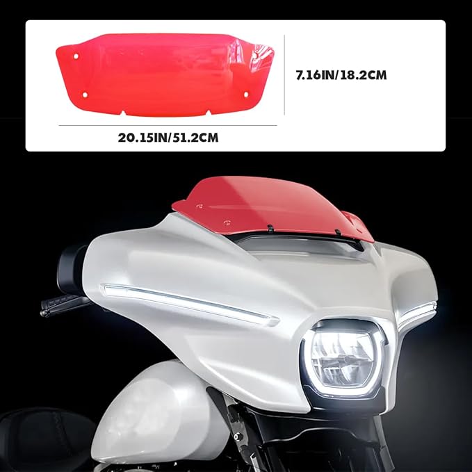 7" Red Windscreen Windshield Compatible with Harley Davidson Tuoring CVO Street Glide FLHXSE 2023 2024 FLHX/I 2024 for 2023 2024 Road Glide Accessories