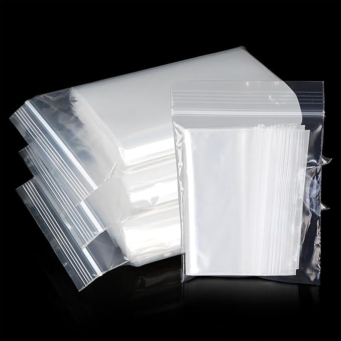 100Pcs 6"X9" Small Zipper Seal Plastic Bags,Thick Reusable Clear Top Zip Lock Bags for Storage & Small Business Packaging,Bead, Toy Piece, Snack, Food, Tools