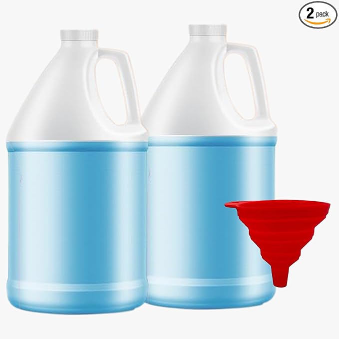 1-Gallon Plastic Jug (2-Pack) Reusable w/Shipping Box, Food-Safe, BPA Free | Heavy-Duty HDPE Containers for Water, Sauces, Soaps, Detergents, Liquids | Screw-On Cap transparent
