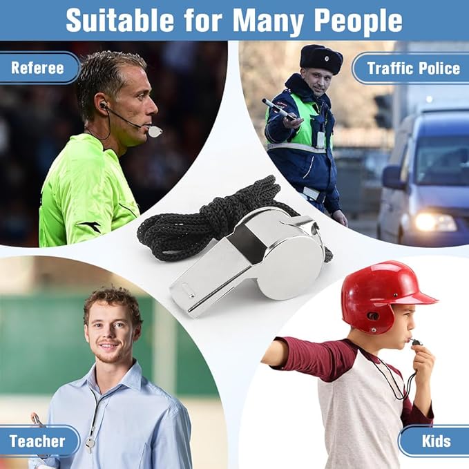 Whistle, 12 PCS Whistle for Coaches Stainless Steel Whistles with Lanyard Referee Whistle Emergency Coach Whistles Teacher Whistle Loud Crisp Sound Whistle for Adults Teachers Sports Pet Training