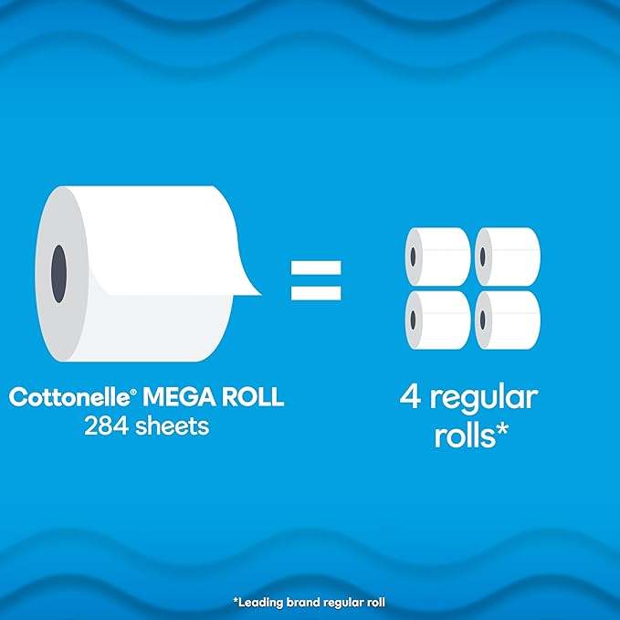 Cottonelle Ultra Clean Toilet Paper, 9 Mega Rolls = 36 Regular Rolls, Packaging May Vary
