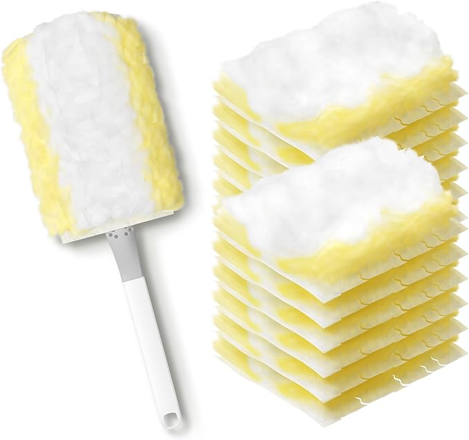 JOYMOOP Disposable Dusters for Cleaning, Heavy Duty Refills, Multi-Surface Dusting Brush for Pet Hair and Home Cleaning - Yellow