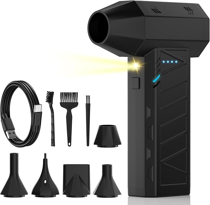 Compressed Air Duster-100000RPG Electric Air Duster with Brushless Motor with 4-Gear Turbo Fan,Dust Blower for Computer, Keyboard, Outdoor, House and Car（CL02MAX）