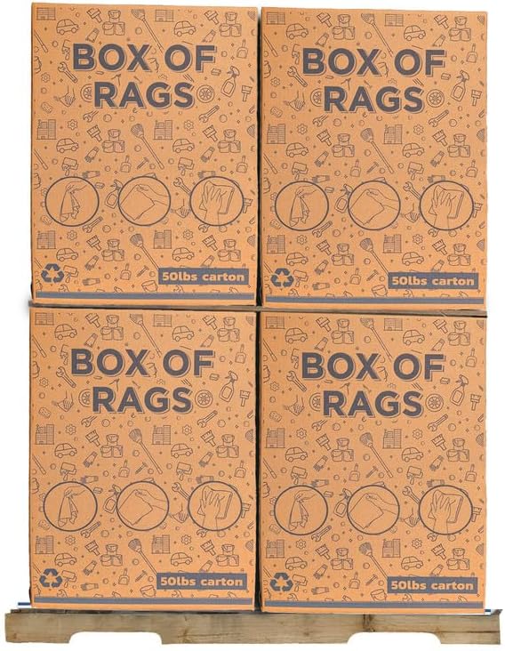 Recycled White Terry Cloth Rags (600 lbs Pallet - 12x50 lbs. Box) - High Absorbent Terry Towel Cleaning Rags for Cleaning House, Industrial & Workshops, Bulk Shop Rag