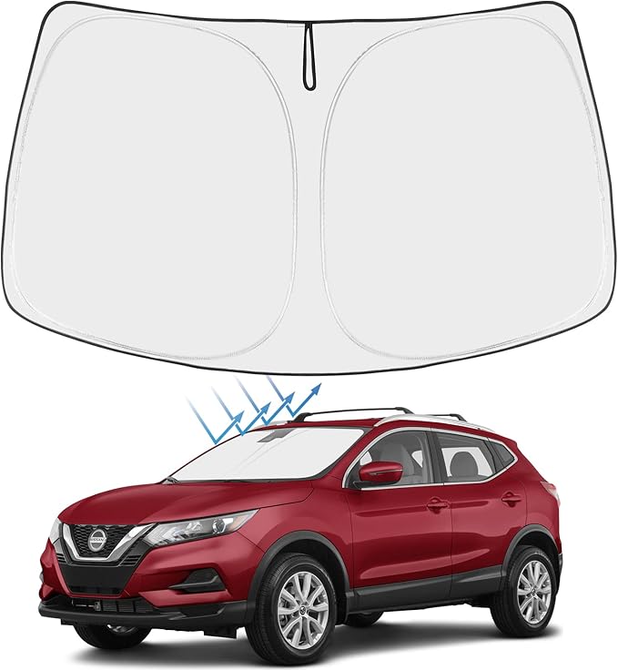 Proadsy 2025 Upgrade Windshield Sun Shade Custom Fit Nissan Rogue 2014-2020 4-Layer Foldable Front Sunshade Protector Sun Visor Blocks UV Rays Keep Car Cooler Accessories