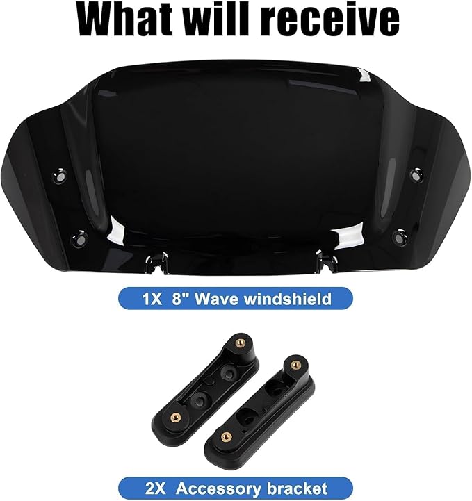 WYNMOTO Black 10" Wave Windshield Windscreen Wind Splitter Fit for Harley Davidson CVO Street Glide FLHXSE 2023 2024, Street Glide FLHX 2024-up (Black)