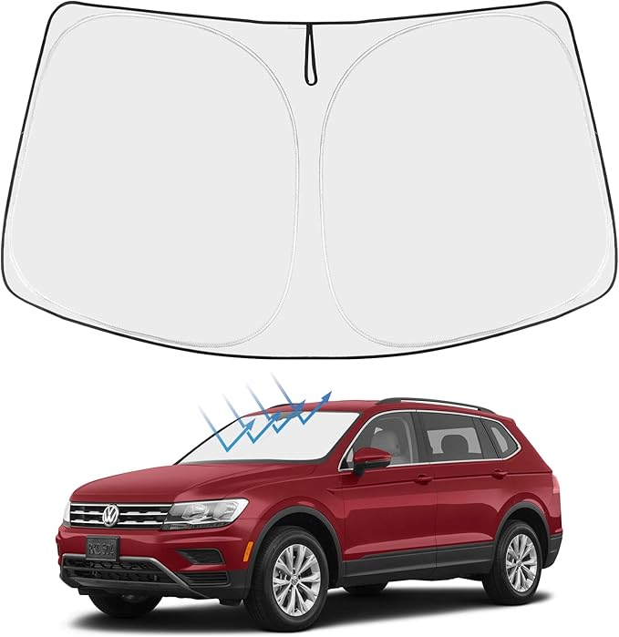 Proadsy 2025 Upgrade Windshield Sun Shade Custom Fit Volkswagen VW Tiguan 2009-2017 4-Layer Foldable Front Sunshade Protector Sun Visor Blocks UV Rays Keep Car Cooler