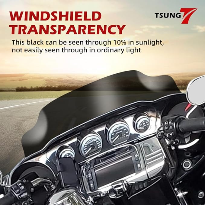 TSUNG 6" Black Wave Windshield – Wind Splitter Windscreen Fit for 1996-2013 Touring-Style & Bagger-Style Motorcycles (Fit 96-13 Black, 6inch)