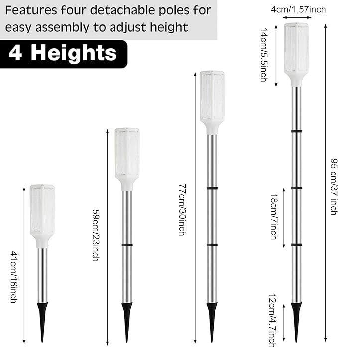 Macarrie 6 Pcs Solar Powered Driveway Markers Reflector Lights Landscape Driveway Reflectors on Poles for Snow Road Outdoor Yard(37 Inch,White)