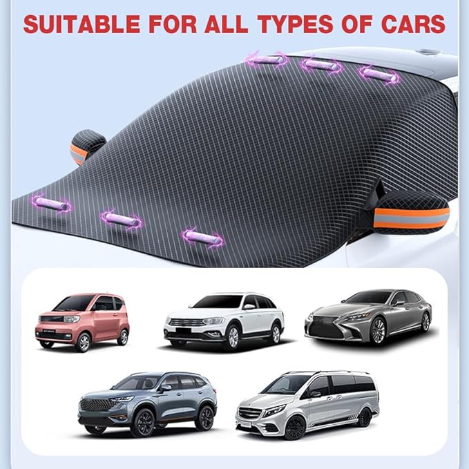 All Seasons Sunshade Ice Cover, 2025 New Magnetic Car Windscreen Cover, Heavy Duty Automotive Windshield Cover for SUV and Sedan (1 * Green)