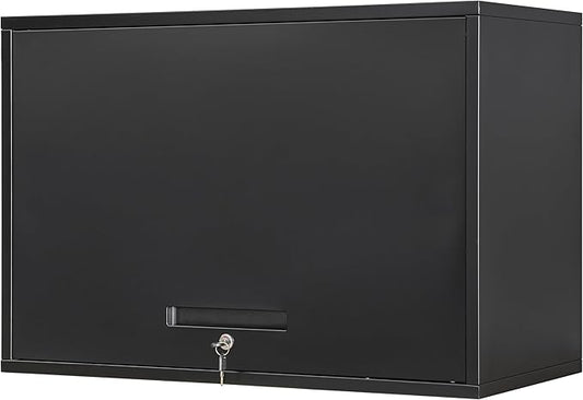 Yizosh Metal Garage Wall Cabinet with Doors and Shelves, Wall Mounted Metal Storage Cabinet, Floating Garage Tool Cabinet for Garage, Basement, Kitchen, Warehouse (Black, 21.6" H)