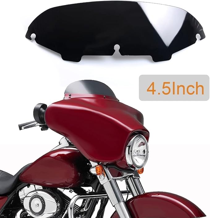 Black 4.5" Windshield Windscreen Compatible for 96-13 Harley Davidson Touring Street Glide Electra Glide FLHT FLHTCU Ultra Classic Glide FLHX FLHTK Tri Glide 1996-2013