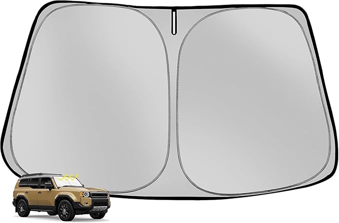 Windshield Sun Shade for 2024-2025 Toyota Land Cruiser Foldable Sun Sunshade for Car Front Window Blocks UV Rays and Heat Automotive Interior Protector Custom Fit Accessories