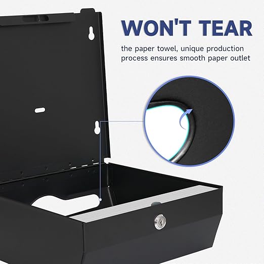 AIKE 250 Sheets Compact Multifold Wall Mount Paper Towel Dispenser,Stainless Steel Black AK5180 (Max Folded Size 10.6"x3.9")