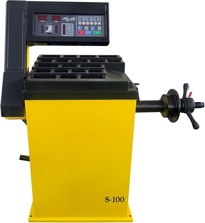 S-100 Tire Balancer Machine - 110V 0.25kw | 12-24" Rim Professional Wheel Balancer Heavy-Duty for Tire Repair and Wheel Balancing Garage Shop Equipment w/ 1 Year Full Warranty