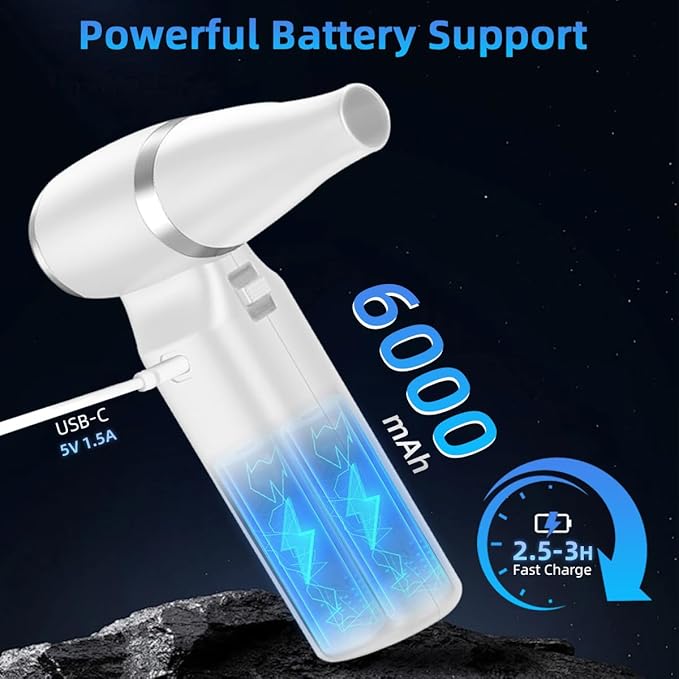 Compressed Air Duster-Stepless Adjustable 110000RPM Electric Mini Air Dust Remover with LED Light, Rechargeable Cordless Canned Blower Fan for PC Keyboard Cleaner Car Cleaning Kit Home Office