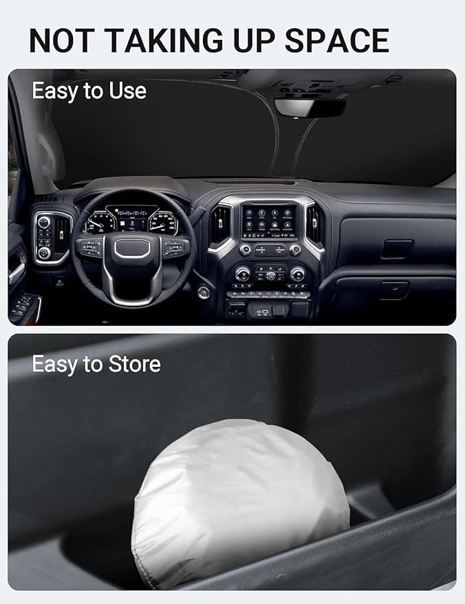 Proadsy 2025 Upgrade Windshield Sun Shade Custom Fit GMC Sierra 2019-2025 4-Layer Foldable Front Sunshade Protector Sun Visor Blocks UV Rays Keep Car Cooler Accessories