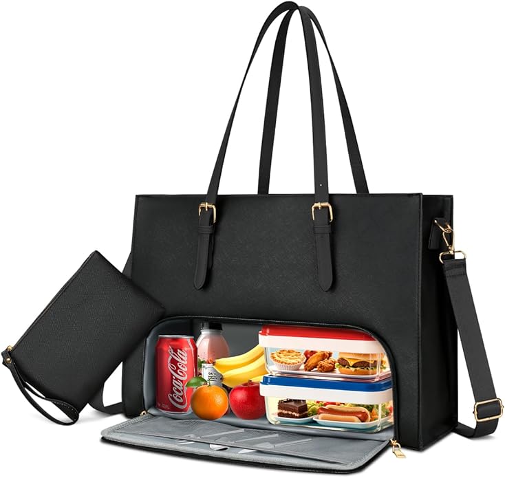 KKXIU Lunch Tote Bag for Women 15.6 Inch Laptop Briefcase Professional Work Purse with Insulated Lunch Compartment Handbags