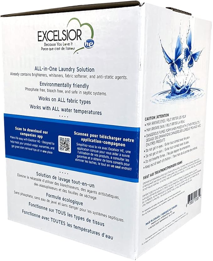 Excelsior - Laundry Detergent with Eco Bottle- Concentrated Liquid - Unscented - Eco-Friendly - Biodegradable, Solvent, and Phosphate Free - for Standard and High-Efficiency Washers - 3 Liter