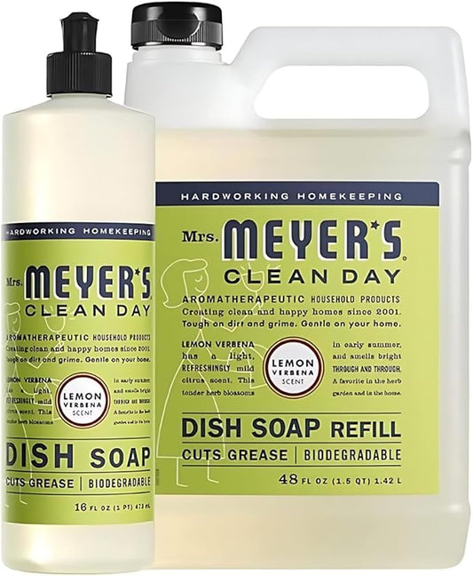 Mrs. Meyer's Dish Soap Variety, 1 Dish Soap, 1 Dish Soap Refill, Lemon Verbena, 1 CT