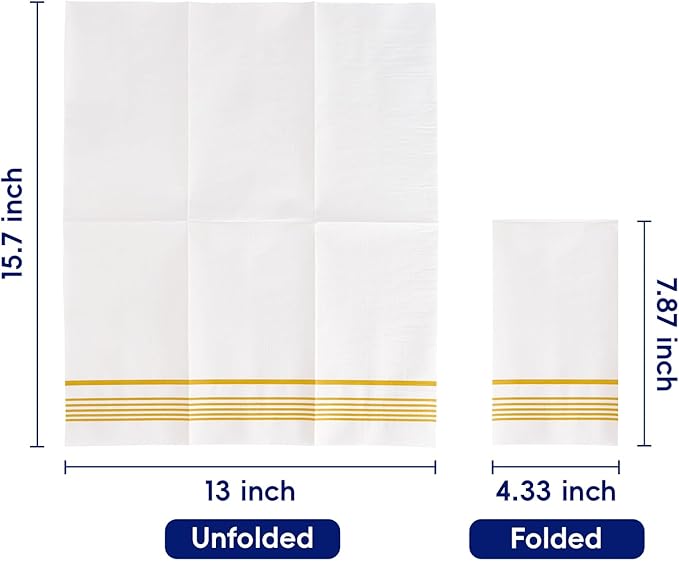 100 Pack Paper Napkins Guest Towels Disposable Premium Quality 3-ply Dinner Napkins Disposable Soft, Absorbent, Party Napkins Wedding Napkins for Kitchen, Parties, Dinners or Events