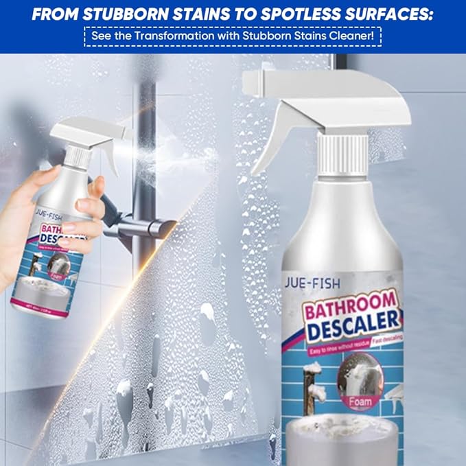 Bathroom Descaler Foam Cleaner: All-In-One Powerful Cleaner Spray - Strong Shower, Bathtub, Glass, Faucet, Tile, and Toilet Cleaner for Stubborn Stains & Limescale Removal (1)