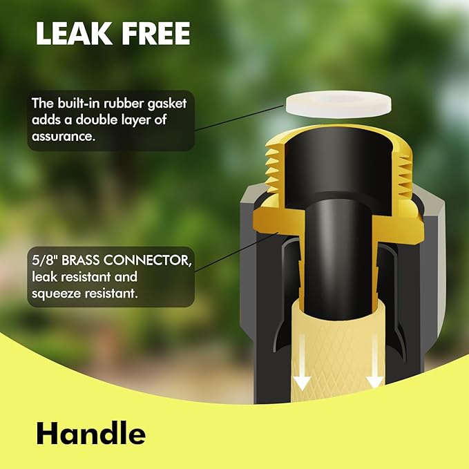 Garden Hose 50FT - PHLEX PRO Heavy-Duty Premium 5/8'' Rubber 3-Layer Water Hose - Innovation Flexible Hybrid Lightweight Water Hose, Full Brass Male to Female Fittings (RyobiGreen)