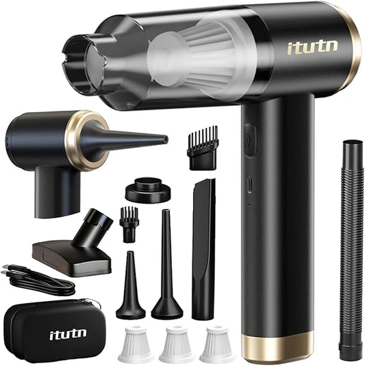 Mini Car Vacuum Cleaner, 15000PA Powerful Suction, Portable Cordless Vacuum for Car, Handheld Small Vacuum Cleaner & Air Duster for Home, Desk,PC, Keyboard (Mini Vacuum + 11 attachments)