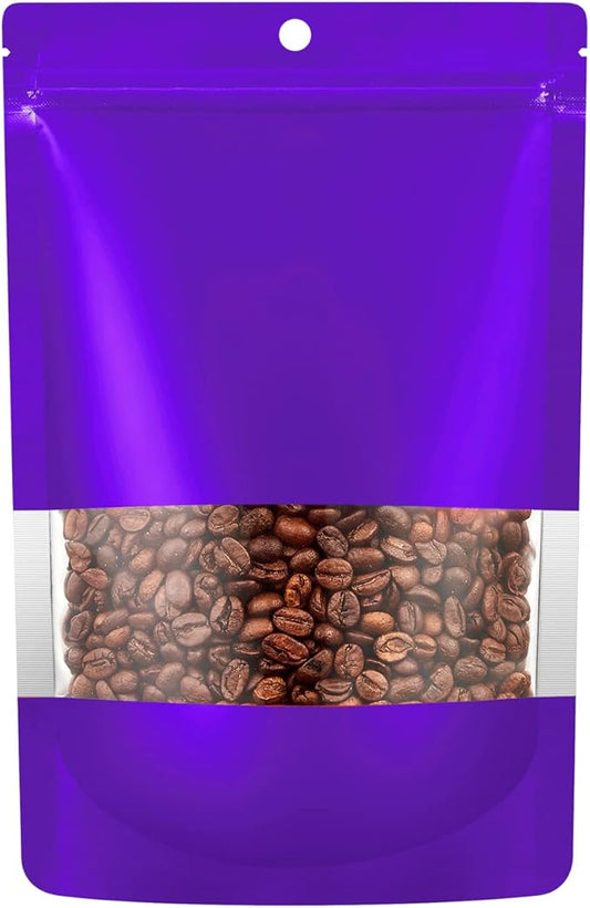 150 Pack Stand up Matte Metallic Storage Bags with Clear Front Window Heat-Sealable Resealable Solid Color Pouches for Food Storage Containers Organizer(Purple,5.9 * 8.6 inch,Pack of 150)