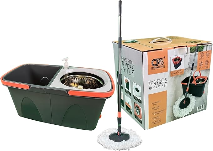 Easy Spin Microfiber Spin Mop and Bucket Set with Handle – Cleaning Tools for Home and Kitchen, Splash-Free Design, 360° Rotating Head, Ideal Cleaning Supplies for All Floor Types