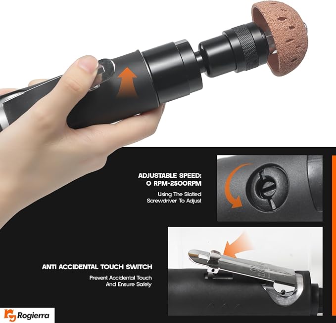 Air Tire Repair Polish Patch Tools - 2500RPM Low-Speed Buffer with Tungsten Carbide Wheel, Inner Liner Scraper & Patch Roller | Complete Polish & Patch Tool Set for Air Tires