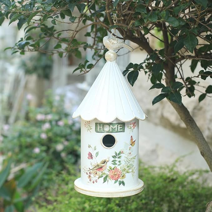 Metal Hanging Birdhouses for Outdoors Bird Houses for Outside Unique Bird Nest for Bluebird Wren Chickadee Sparrow Bird Nest Box for Garden Patio