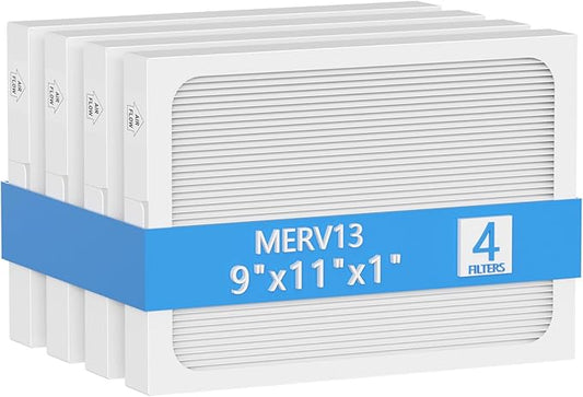 9 x 11 x 1 MERV 13 Replacement Dehumidifier Filter Compatible with Santa Fe Compact70, Ultra70, Element, Compact2, UA 65H dehumidifier Models, 4 Pack