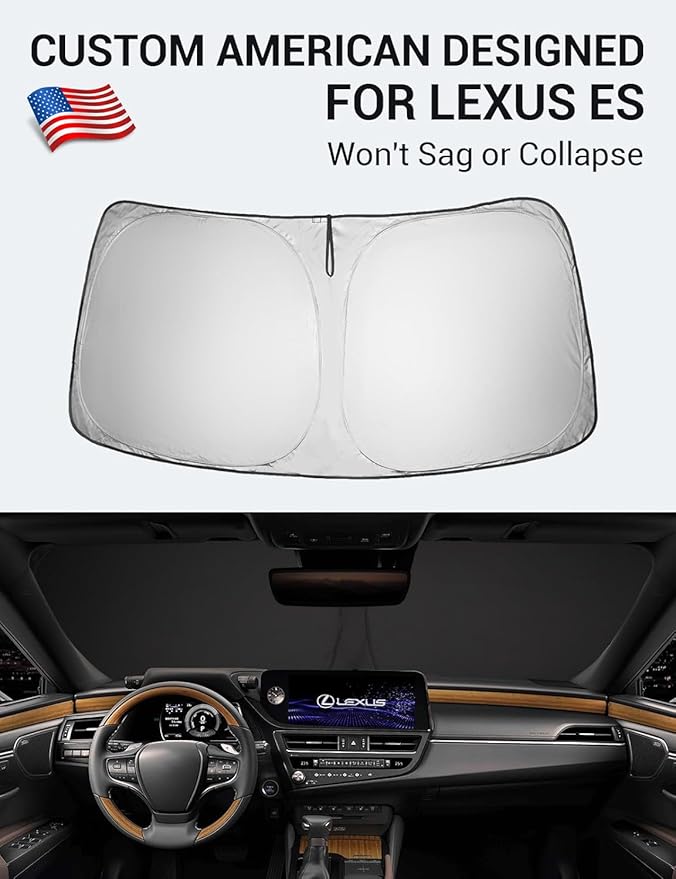 Proadsy 2025 Upgrade Windshield Sun Shade Custom Fit Lxus ES 2019-2024 2025 4-Layer Foldable Front Sunshade Protector Sun Visor Blocks UV Rays Keep Car Cooler