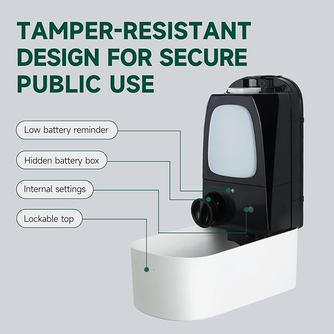 Commercial Automatic Soap Dispenser Large 34oz/1000ml Capacity Wall-Mounted Touchless Liquid Dispenser for High-Traffic Restrooms, Offices, Hospitals Model 1220S White