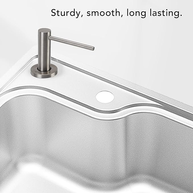 Built in Kitchen Sink Soap Dispenser 304 Stainless Pump Plus 350ml Bottle, Refillable Countertop Dish Lotion, Easy Install