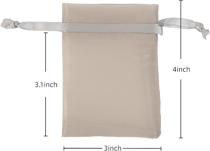 QIANF 20 Pcs Champagne Small Organza Bags 3X4 inch for Wedding Favors with Drawstring, Mini Mesh Gift Bags Jewelry Pouch for Candy Bridal Shower Party Favor Baby Shower Christmas