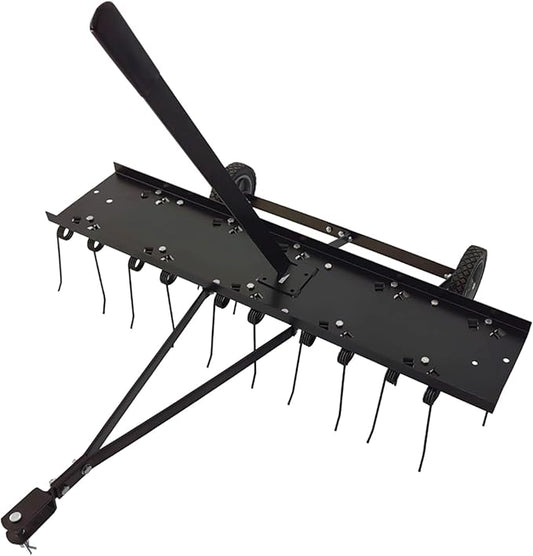 Yard Tuff Tine Dethatcher Attachment, 40 Inch Pull Behind Thatcher for Lawn Mower, Tractor and ATVs, with Heat-Treated Tines for Grass, Leaves, Debris