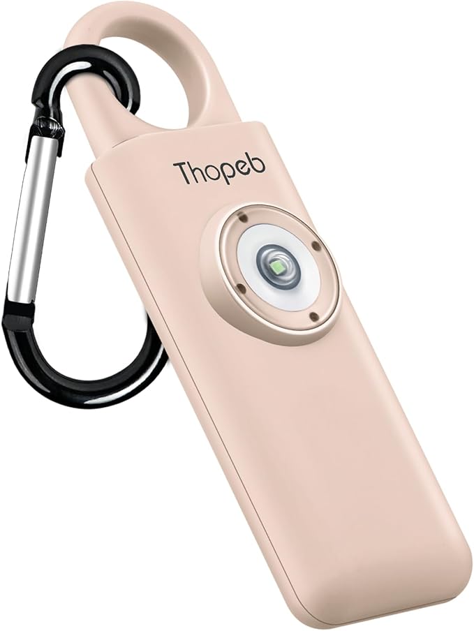 Thopeb® Personal Safety Alarm for Women – 130dB Loud Emergency Siren & SOS Strobe LED Light – Self Defense Keychain, College Dorm Room Essentials for Girls (Metallic Rose)