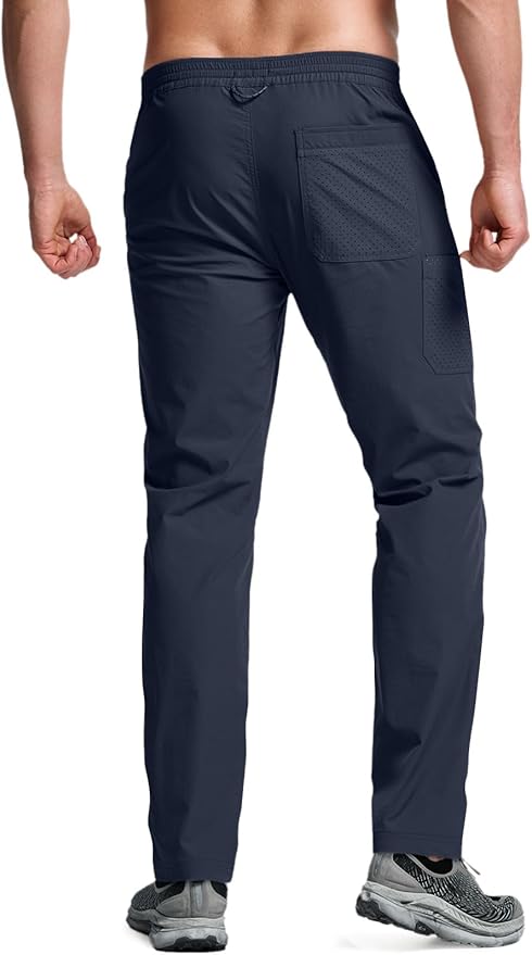 CQR Men's Lightweight Vent Hiking Pants, Water-Resistant & Breathable Sports Outdoor Athletic Pants with Elastic Waist