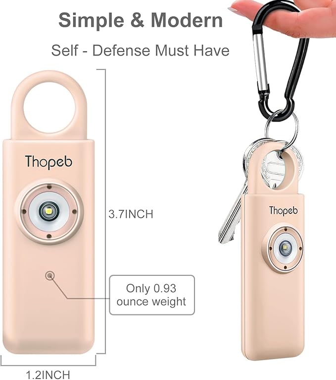 Thopeb® Personal Safety Alarm for Women – 130dB Loud Emergency Siren & SOS Strobe LED Light – Self Defense Keychain, College Dorm Room Essentials for Girls (Metallic Rose)